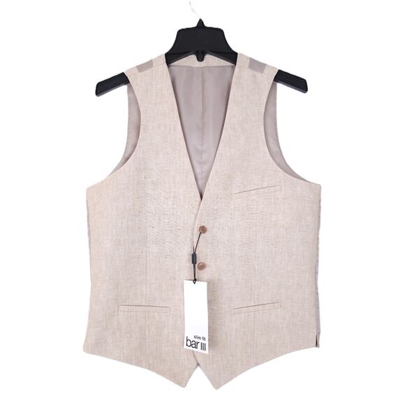 Bar III Men's Slim-Fit Linen Suit Separate Vest Light Brown Small NWT - Picture 1 of 4